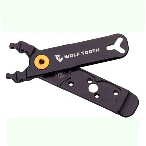 Wolf Tooth Pack Pliers - Master Link Combo Pliers - Black with Gold Bolt