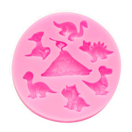 HOOPO Dinosaur Silicone Mold Silicone Candy Cake Chocolate Fondant Mold Tray 7 Grids Different Shapes Candy Fondant Mould Cake Baking Decorating Tools DIY Handmade Soap Mold for Cupcake Decor