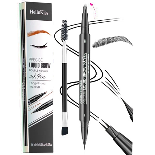 LESITI 2-in-1 Double-ended Eye Brow Pencils with 2 Tips and Precise Brush Tip, Waterproof Last All-Day, Microblading Eyebrow Pen (Brown)