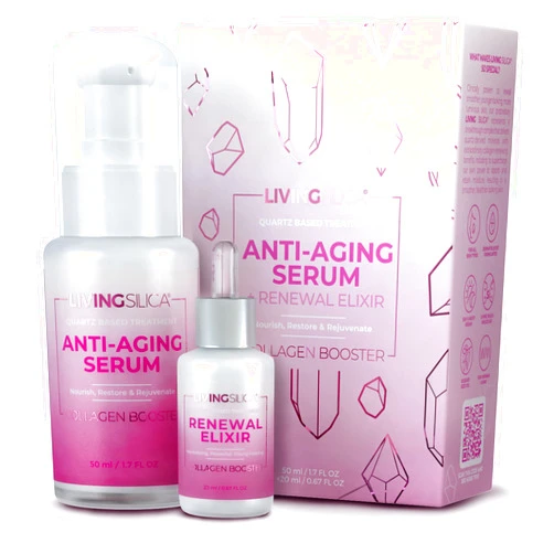 Orgono Living Silica Living Silica Anti-Aging Serum + Renewal Elixir | Skin Application and Dermal Absorption | Clinically Proven | Promotes Hydration and Collagen Regeneration | 25 + 50 ml.