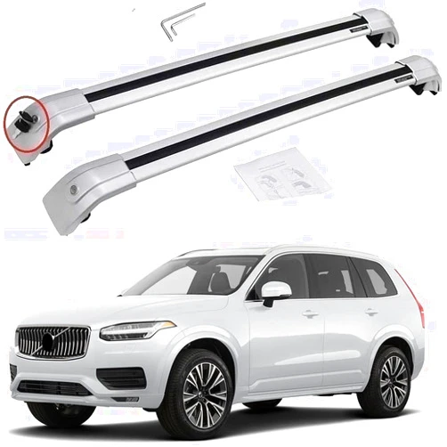 SAREMAS Loading 165lbs Cargo Racks for Volvo XC90 2016-2024 Roof Rack Cross Bars Rail Luggage Cargo Carrier Lockable