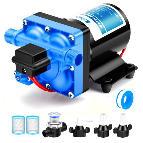 Kohree RV Water Pump 3.5GPM 55PSI 12V Quiet DC Diaphragm Fresh Water Pump for Camper, RV Marine, Yacht, Caravan, with Pressure Switch