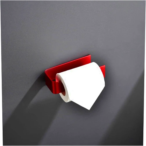WDDGPZ1 Aluminum Bathroom Accessories Toilet Paper Holder Tissue Rack Wall Mounted Kitchen Roll Holder Free Punch Tape Red Hanger,red
