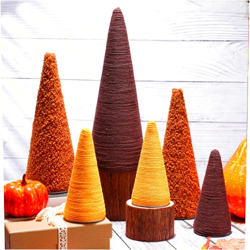 Beeveer 6 Pcs Fall Cone Tree Decorations Fall Tiered Tray Decor Thanksgiving Table Centerpiece for Home Bedroom Shelf Birthday Festival Wedding Party Autumn Harvest Decoration (Orange, Yellow, Brown)