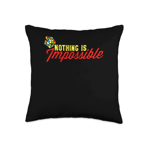 The Melting Cube - Competitive Speed Cubing Merch Nothing is Impossible Speed Cubing Puzzle 80's Youth Math Throw Pillow, 16x16, Multicolor