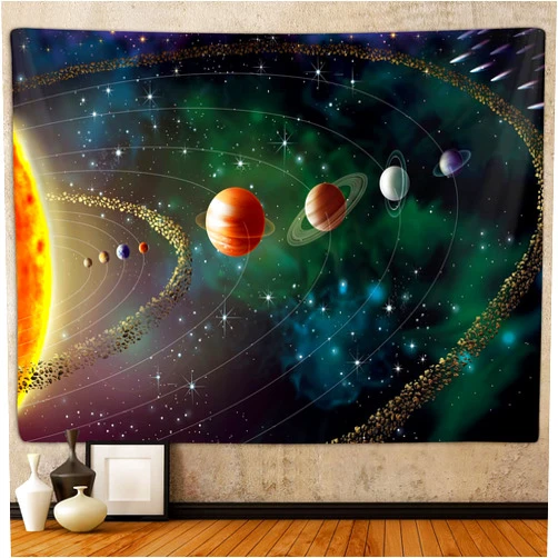 Sanzugh Outer Space Planet Tapestry, Universe Galaxy Solar System Earth Art Tapestries Wall Hanging for Men Kids Bedroom College Dorm Living Room Office Science Decor 40X30