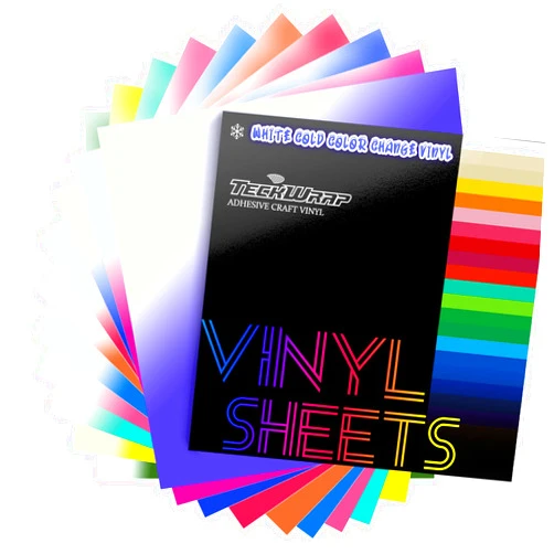 TECKWRAP Color Changing Vinyl Permanent Adhesive Vinyl 10 Colors/Pack Cold Permanent Vinyl Sheets - 12