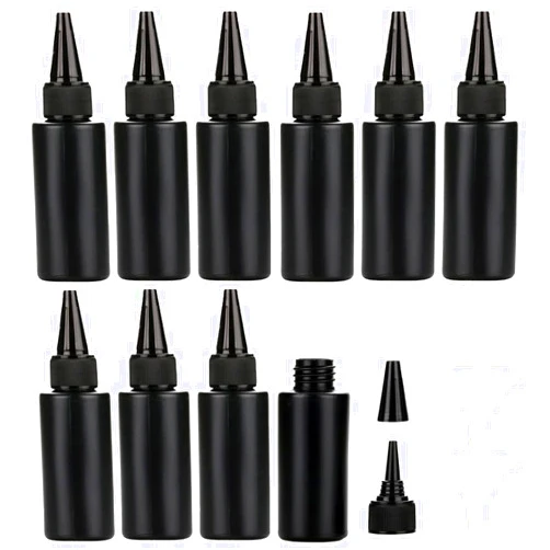NANSHINE 10pcs 60ml(2oz) Black Plastic Squeeze Dispensing Bottles Glue Bottle Light-proof Sealed Plastic Bottle With Caps, For DIY Crafts, Glue, Liquids