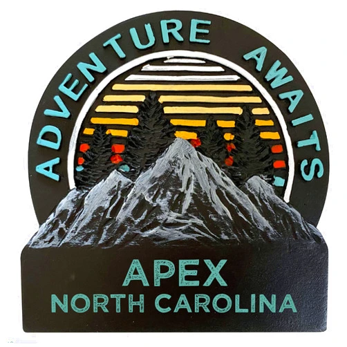 R and R Imports Apex North Carolina Hand Painted Resin Refrigerator Magnet 3-Inch Approximately Adventure Awaits Design