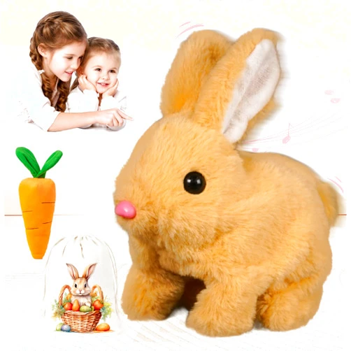 FUSSWIND Bunby - My Realistic Bunny Toy, Interactive Bunny Realistic Bunny - Jumping, Twitching, And Shaking Ears, Bunny Realistic Bunny Toy, Bunbi Realistic Bunny, Realistic Bunny Toys for Kids(Brown)