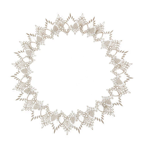 Raedan White Linen Doily 24 inches Round Neutral Earth Tones Beige Lace Coffee Table Topper Dresser Scarf Place Mats (White, 24” Round)