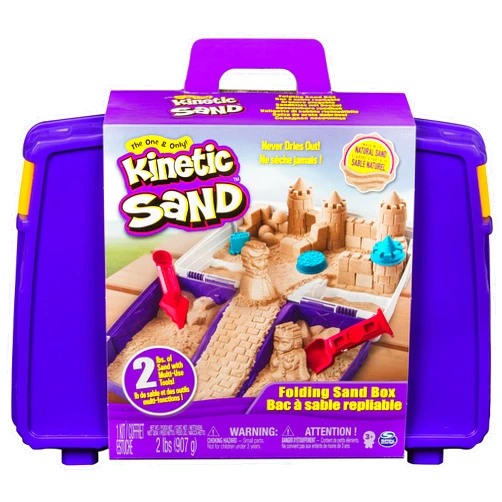 Kinetic Sand, Folding Sand Box with 2lbs of Kinetic Sand, Includes Molds and Tools, Play Sand Sensory Toys for Kids Ages 3 and up