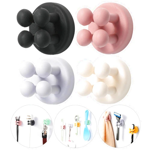ZEZHOU iBetterLife Good Grips Razor Holder - 4Pcs Silicone Toothbrush Holders for Shower Wall Mounted Self Adhesive Cute Dorm Room Bathroom Kitchen Organizer Storage Hook for Hanging Loofah Towel Tooth Brush