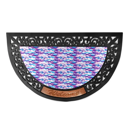 Ambesonne Floral Doormat, Lotus Flower Bouquets Along Buds Discotic Color Blossoms Garden Art, Semi Circle Entryway Welcome Mat for Front & Backard 2 Pieces, 19.6