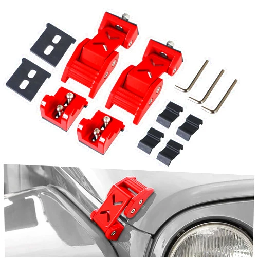 STANVEE Hood Latches Kit Aluminum Hood Locks for 2007-2018 Jeep Wrangler JK JKU and 2007-2024 Jeep Wrangler JL JLU Gladiator JT