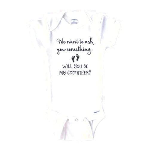 Hello Handmade We want to ask you something Will you be my Godfather? baby bodysuit surprise pregnancy announcement