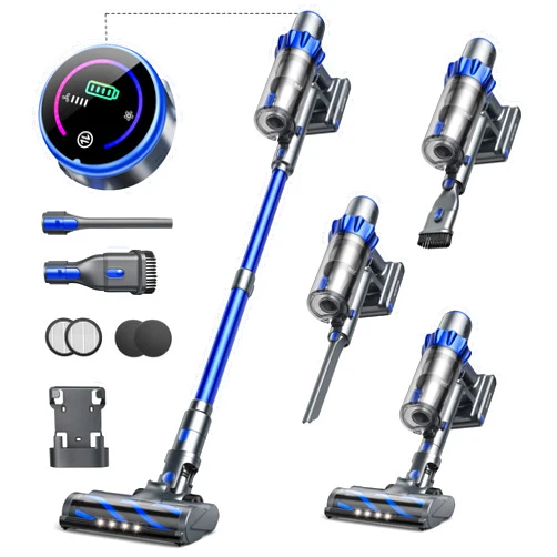 INTETURE Cordless Vacuum Cleaner, 40KPA 450W Vacuum Cleaners for Home, Stick Vacuum with Color Touch Display, Intelligent Auto Mode, Up to 55Mins, Handheld Vacuum Cleaners for Hardwood Floor Carpet Pet Hair
