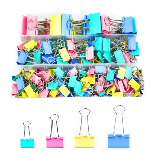 PENGJINYU 170 Pcs Binder Clips Assorted Sizes, Colored Large, Medium, Small Binder Paper Clips for Office Supplies, Home, School Document Organizing (Blue, Pink, Yellow, Green)