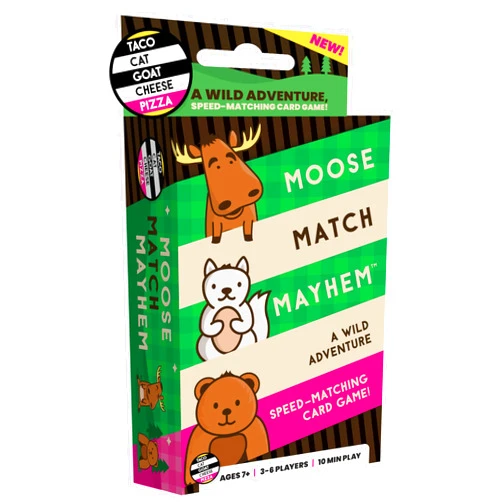 Dolphin Hat Games Moose Match Mayhem - by Taco Cat Goat Cheese Pizza – A Wild Adventure, Speed-Matching Card Game! Easy, Fast and Fun for Family Game Night for Kids Ages 7+, Teens, Adults