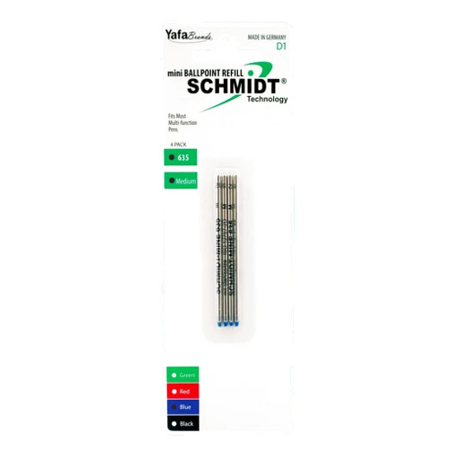 Schmidt 635 Mini D1 Ballpoint Refill Medium, 4 Pack, Blue (SC58150)