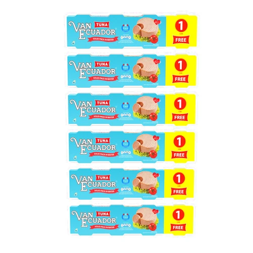 Van Ecuador Tuna in Water 4 cans X 3oz (6 packages)