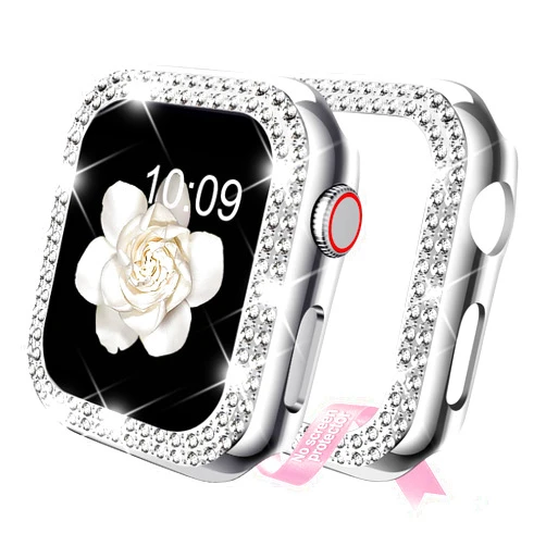 DABAOZA Compatible for Apple Watch 38mm Case Bumper Cover Series 3 2 1 38mm, Bling Women Girls Dressy Diamonds Crystal Bumper Hard PC Shockproof Case for iWatch (Silver, 38mm)