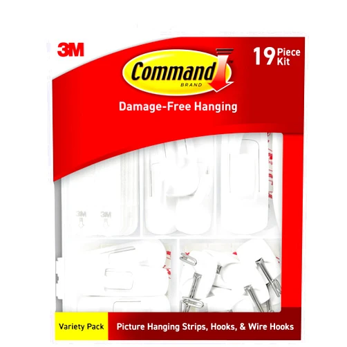 Command Variety Pack, Picture Hanging Strips, Wire Hooks and Utility Hooks, Damage Free Hanging Variety Pack for Up to 19 Items, 1 Kit