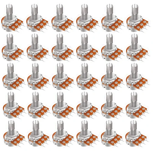 Taiss 30pcs 10K Ohm Potentiometer WH148 B10K Variable Resistors 15mm Shaft 3 Terminals Linear Taper Rotary Audio B Type Potentiometer, Volume Control Potentiometer B10K