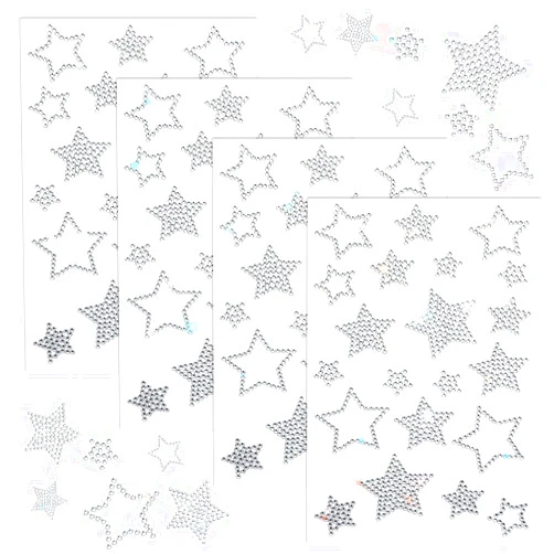 Psyqtsuary 84Pcs Glitter Silver Star Stickers Christmas Self Adhesive Rhinestone Star Stickers Silver Glitter Bling Crystal Star Sticker Self-Adhesive Assorted Star Labels Gift Decor Holiday Window Car Decal