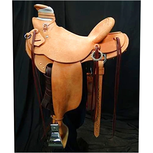 Generic Horse Saddlery IMPEX. Youth Child Wade Tree A Fork Premium Western Leather Roping Ranch Work Bucking Rolls are Attached Pony Kids Miniature Horse Saddle, Size 10