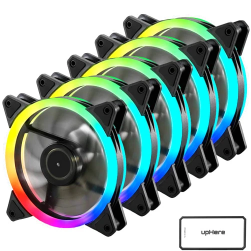 upHere 120mm RGB Series Case Fan,Quiet Edition High Airflow LED Case Fan for PC Cases-5 Pack