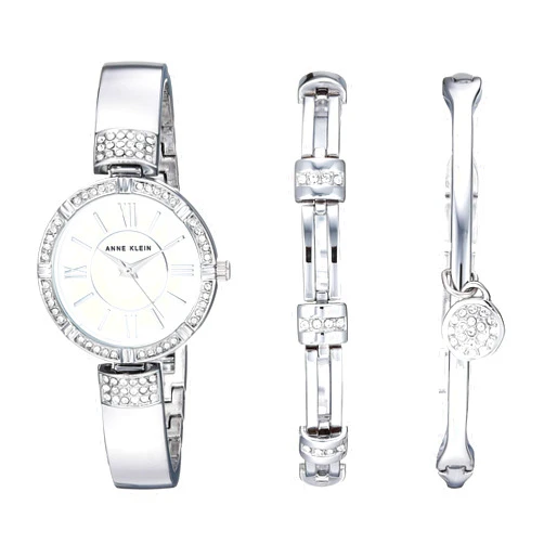 Anne Klein Women's Premium Crystal Accented Watch and Bracelet Set