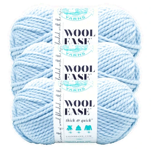 Lion Brand Yarn (3 Pack) Lion Brand Yarn 640-105L Wool-Ease Thick and Quick Yarn , 97 Meters, Glacier3