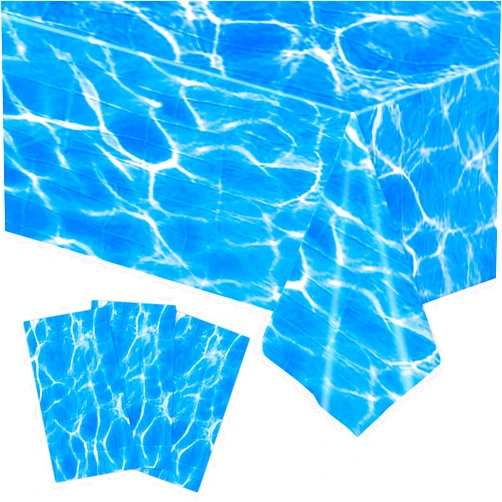 Kesfey 3 Packs Ocean Wave Tablecloths 54 x 108 Inch Water Print Table Cover Splashproof Plastic Ocean Party Table Cloths with Sea Backdrop for Beach Birthday Party Decoration Shower Supplies