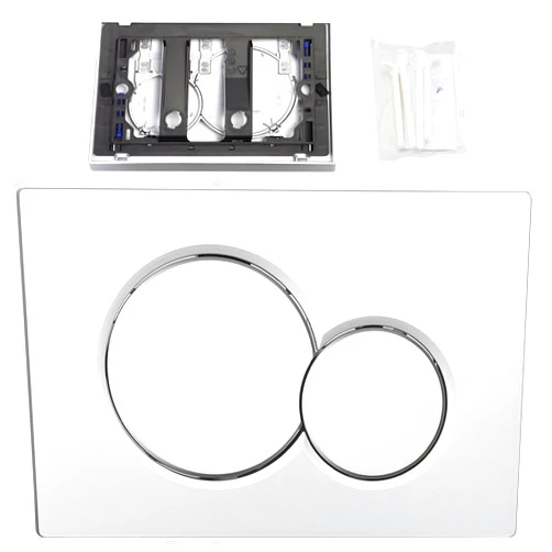 PureHaven Dual Flush Actuator Plate for Wall Hung Toilet tank, Compatible with Geberit Sigma01 115.770.JQ.5 Hidden Water Tank Panel with Dual Flush Buttons, Durable Plastic Flush Plate(Silver)