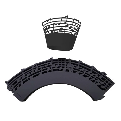 Auto-plaza 50x Black Color Music Notes Cupcake Topper Wrappers Lace Birthday Party Musical Cupcake Paper Decoration Liner