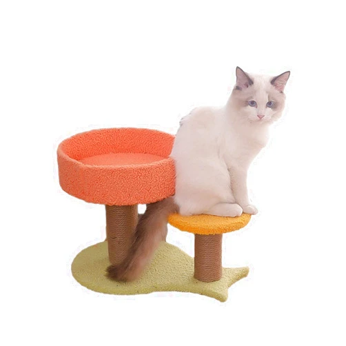 SHIBOHAN Cat Tree Cat Tower One Through The Sky Column Multi-Level Kitten Room, Small Cats with Litter Jumping Platform, Comfortable Plush Condo and Sisal Column for Indoor Activities to Relax