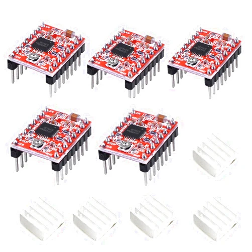 HiLetgo 5pcs A4988 Stepstick Stepper Motor Driver Module with Heat Sink for 3D Printer Reprap Suitable for Mendel Huxley Arduino