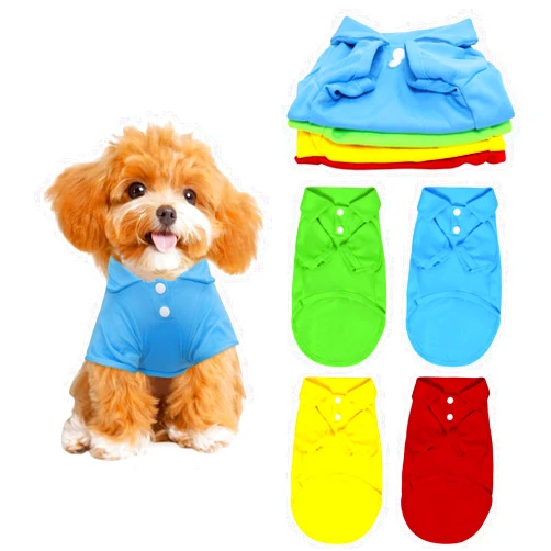 Dhthdrh 4 Pcs Dog T-Shirt Dog Clothes Collared Polo T-Shirts Premium Cotton Puppy Breathable Costumes Doggy Clothes Outfit Apparel Coats for Small Medium Pets Kitten (Blue, Green, Red, Yellow) - Medium