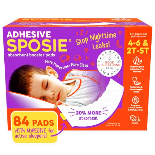 Select Kids Sposie Diaper Booster Pads, Stop Leaks in Overnight Diapers, Nighttime Diapers, Baby Diapers, and Disposable Toddler Training Underwear Girls and Boys, Adhesive Diaper Pad, Size 5 Diapers and up
