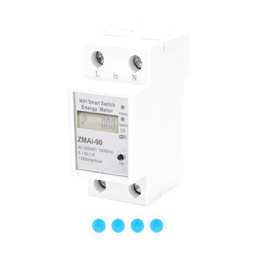 Sunydog Single-Phase Din Rail WiFi Intelligent Energy Meter Power Consumption Kwh Meter Wattmeter Support Smartlife/Tuya App Control Compatible with ale-xa and goo-gle Home