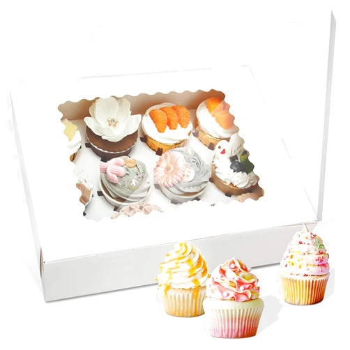 OMYOPY 20 Pack White Cupcake Boxes Cupcake Containers with Windows and Inserts, 12 Count Cupcake Bakery Carrier Boxes Treat Pastry Box for Birthday Holiday Party Bakery Supplies