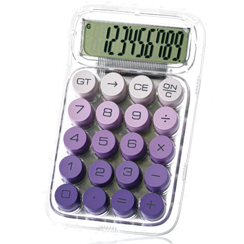 Mr. Pen- Mechanical Switch Calculator, 10 Digits, Purple Calculator, Transparent Body, Large LCD Display
