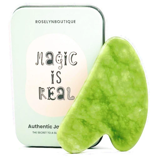ROSELYNBOUTIQUE Healing Crystal Gua Sha Facial Tools - Guasha Tool for Face Massager Self Care Gifts for Men Women (Jade Green)
