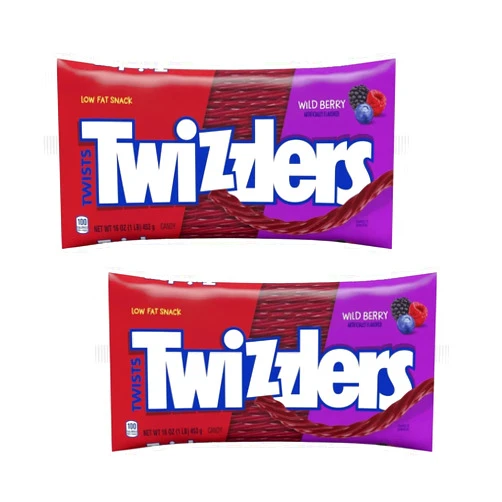 MASHBOX Twizzlers Wild Berry Flavored Chewy Candy, Low Fat Snack 16 oz (2 Pack)
