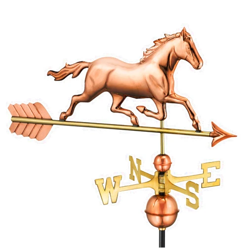 Good Directions Polished Copper Trotting Horse Weathervane – Decorative Rooftop Accent for Barns, Homes, Sheds, and Cupolas – Durable & Handcrafted