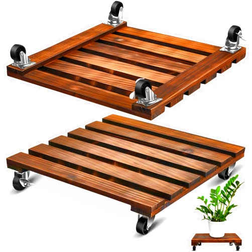 Taiyin 2 Pack 16 Inch Wooden Plant Stand with Lockable Wheels 220 Lbs Heavy Duty Rolling Plant Stand Plant Roller with Casters Strong Plant Roller Dolly Base for Outdoor Indoor