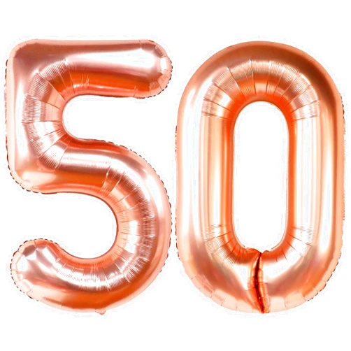 KatchOn, Rose Gold 50th Birthday Balloons - Giant, 40 Inch | Rose Gold 50 Balloon Number | Rose Gold 50th Birthday Decorations for Women | Rose Gold 50 Balloons Number, 50th Anniversary Decorations