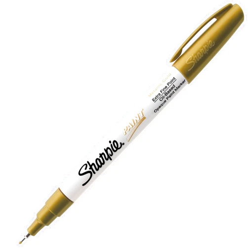 Sharpie Oil-Based Art Paint Markers, Extra Fine Point, Gold Ink, Pack of 6