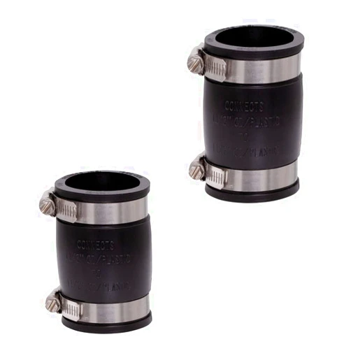 Fernco 1056-150 1-1/2-in. Flexible PVC Pipe Coupling for Cast Iron and Plastic Plumbing Connections 2-Pack